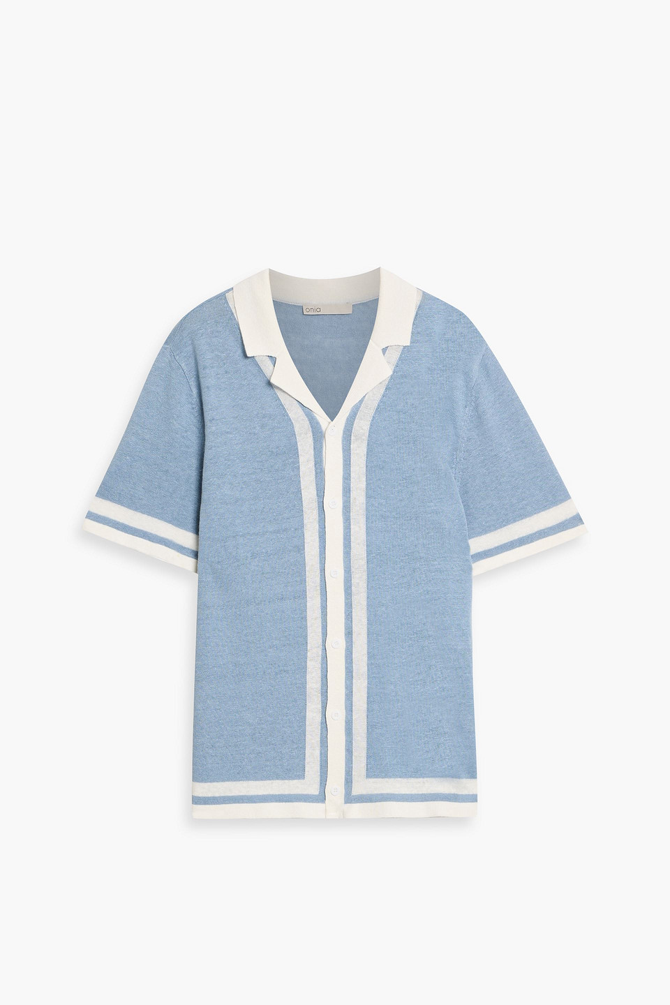 onia - striped linen shirt - blue - l