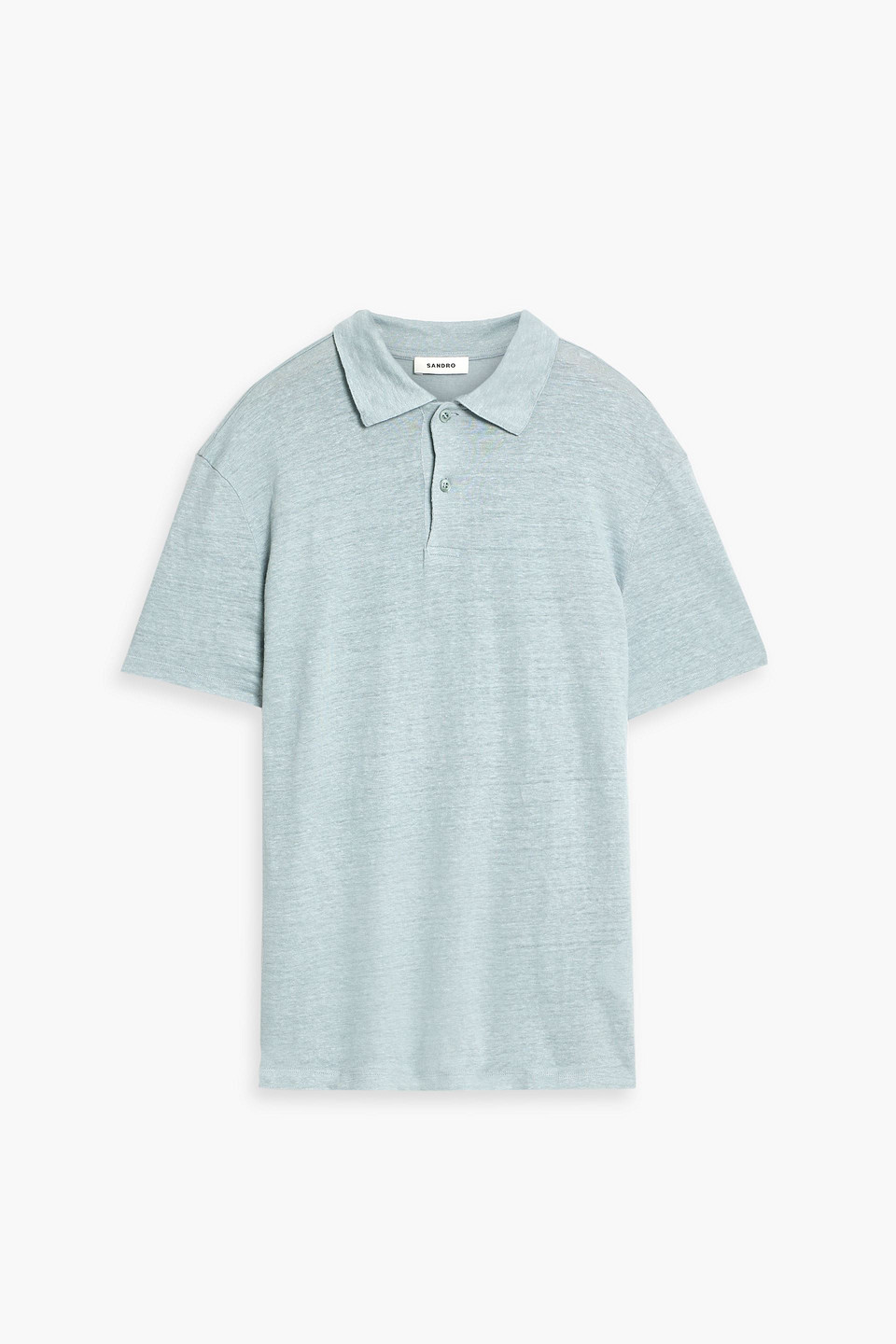 Sandro Linen Polo Shirt In Blue