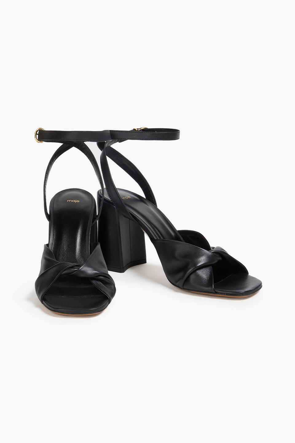  Maje - Twisted Leather Sandals - Black - Eu 36 