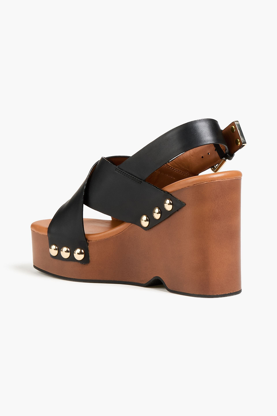  Maje - Embellished Leather Wedge Slingback Sandals - Schwarz - Eu 40 
