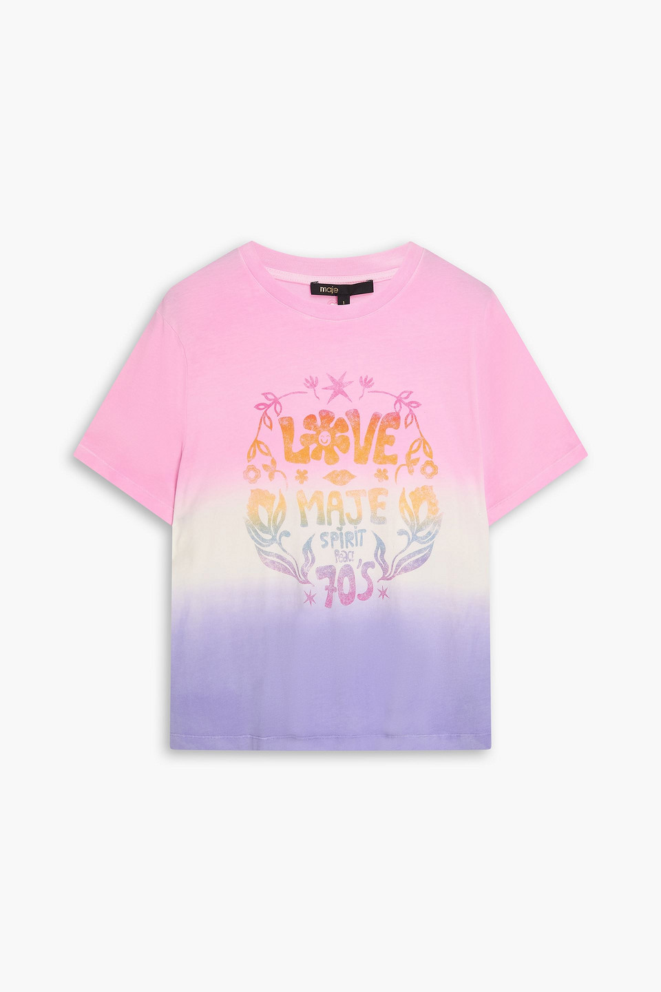 Maje Printed Dégradé Cotton-jersey T-shirt In Pink