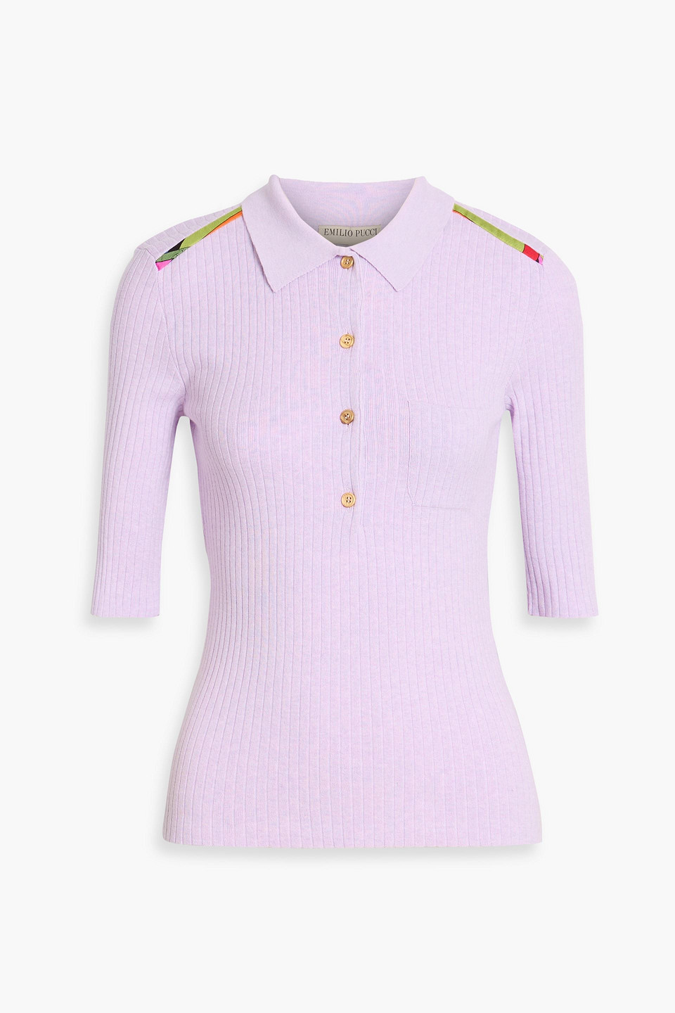 Pucci Ribbed Cotton Polo Shirt In Purple