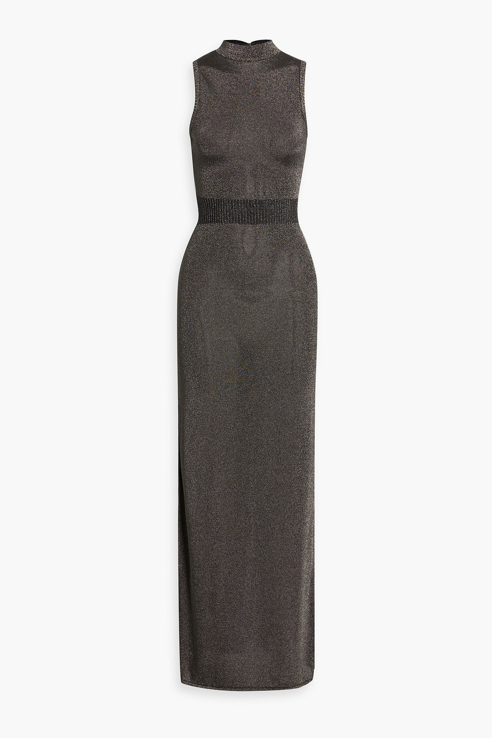 Pucci Metallic Stretch-knit Maxi Dress In Gray