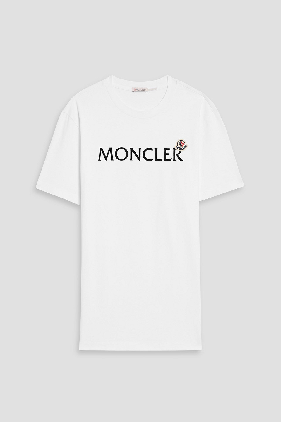 Moncler Mens White Flocked-logo Badge Short-sleeve Cotton-jersey T-shirt