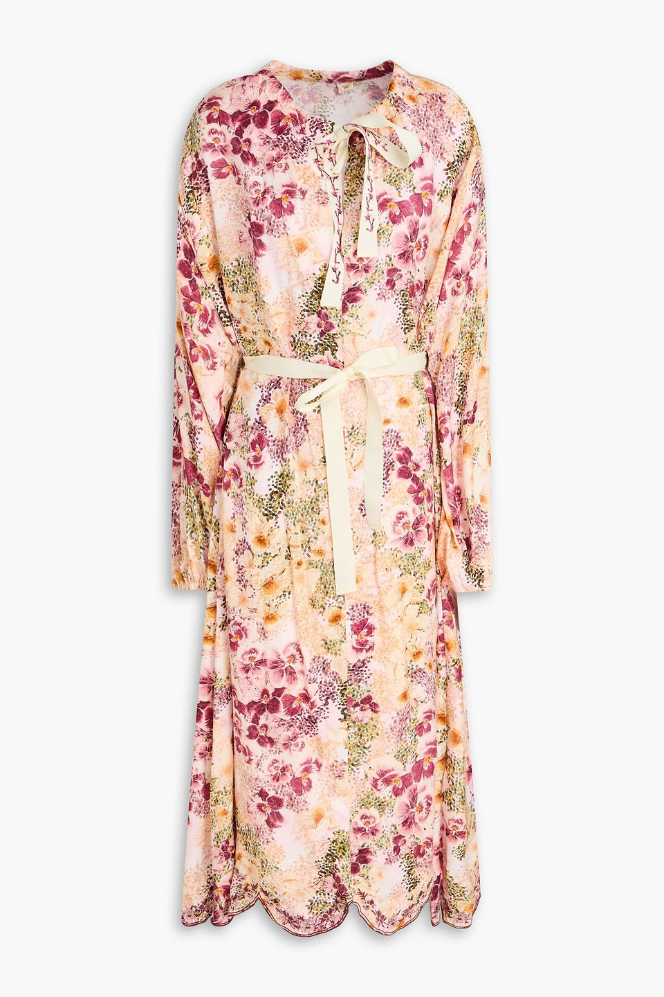 Agua By Agua Bendita Zircon Florecer Floral-print Jacquard Midi Dress In Pink