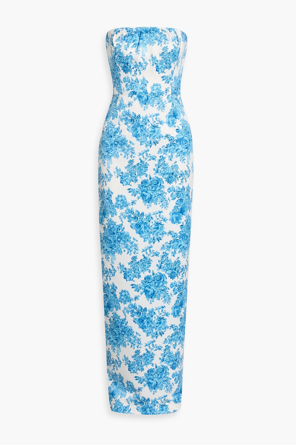 Emilia Wickstead Emine Strapless Floral-print Taffeta-faille Gown In Blue