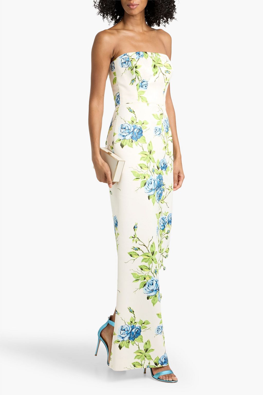 green emerald velvet dress Lorelei Skirt In Green Roses On Marble Print Taffeta Faille main image 0