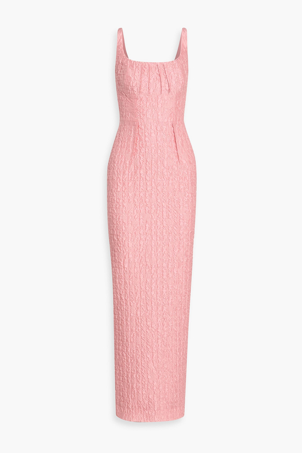 emilia wickstead - sharon pintucked seersucker maxi dress - pink - uk/au 14
