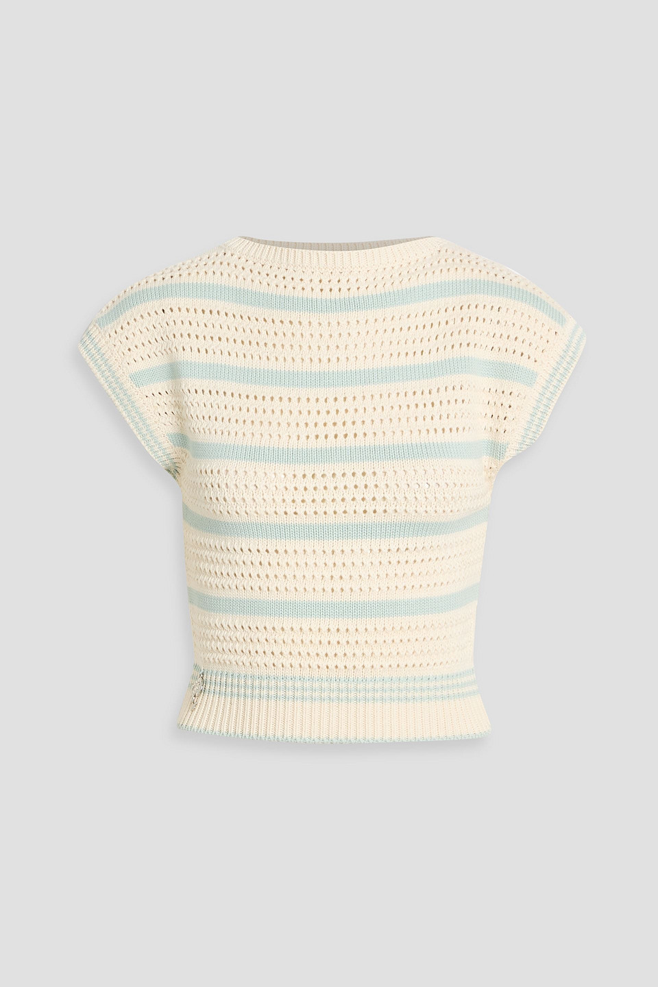 pucci - striped open-knit cotton-blend top - white - m
