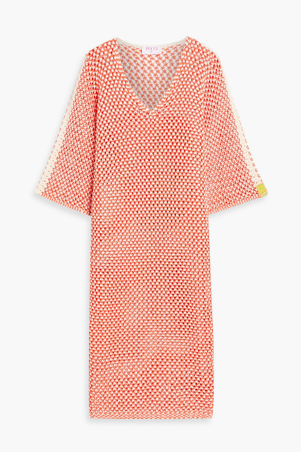 Pucci Crocheted Cotton Kaftan In Orange