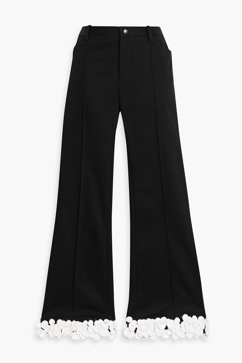 Pucci Sequin-embellished Cotton-blend Twill Flared Pants In Blue