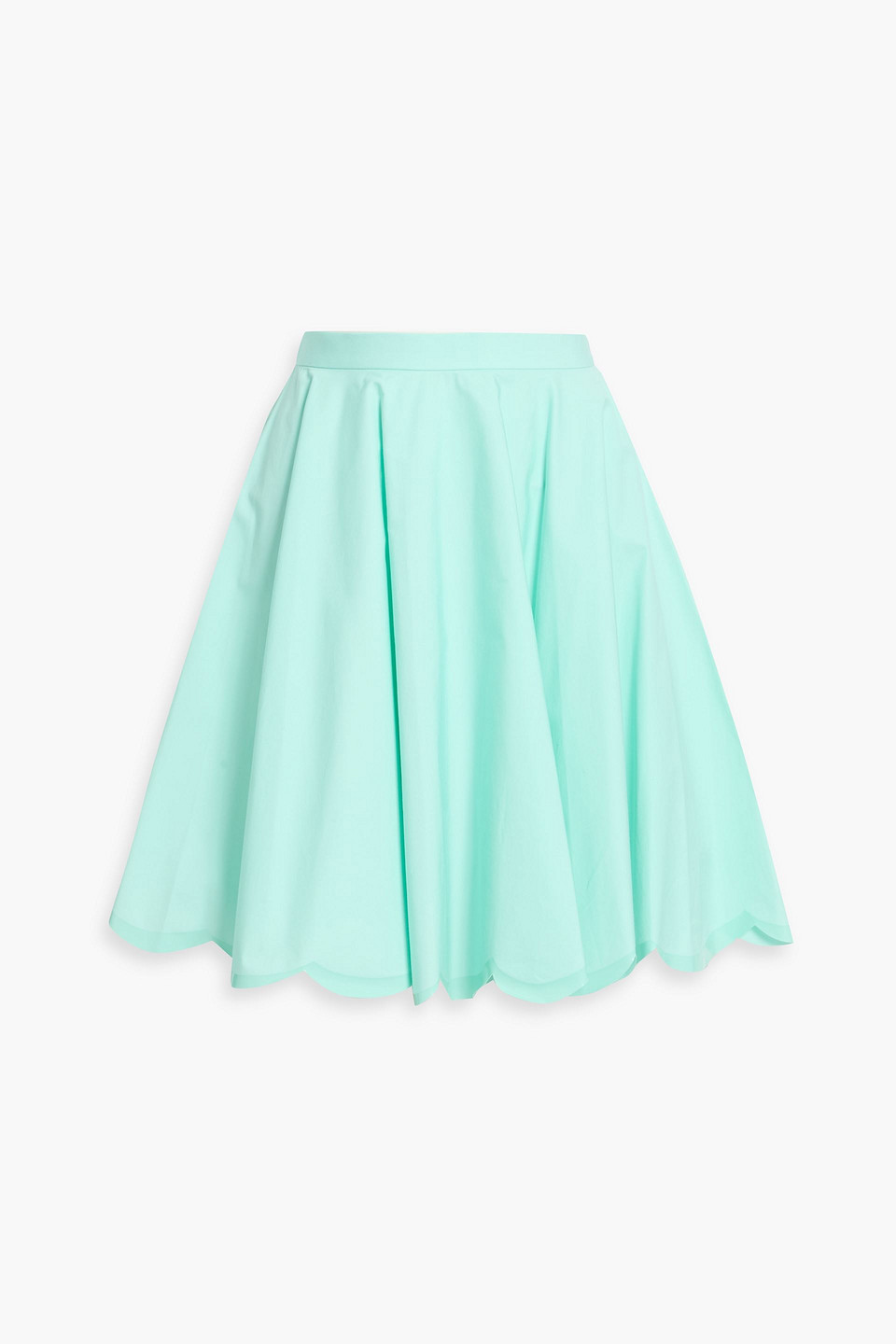 Pucci Scalloped Cotton-poplin Mini Skirt In Green