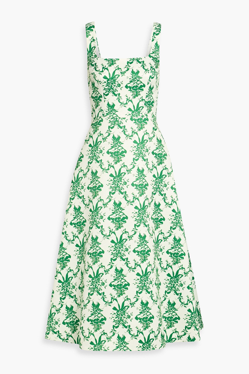 emilia wickstead - printed faille midi dress - green - uk 8