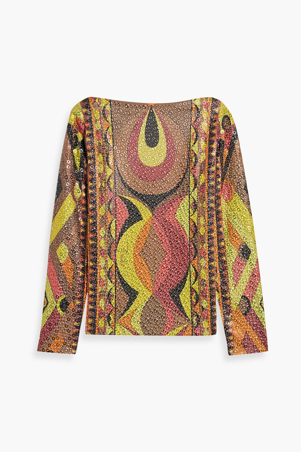 pucci - embellished printed crepe top - green - s