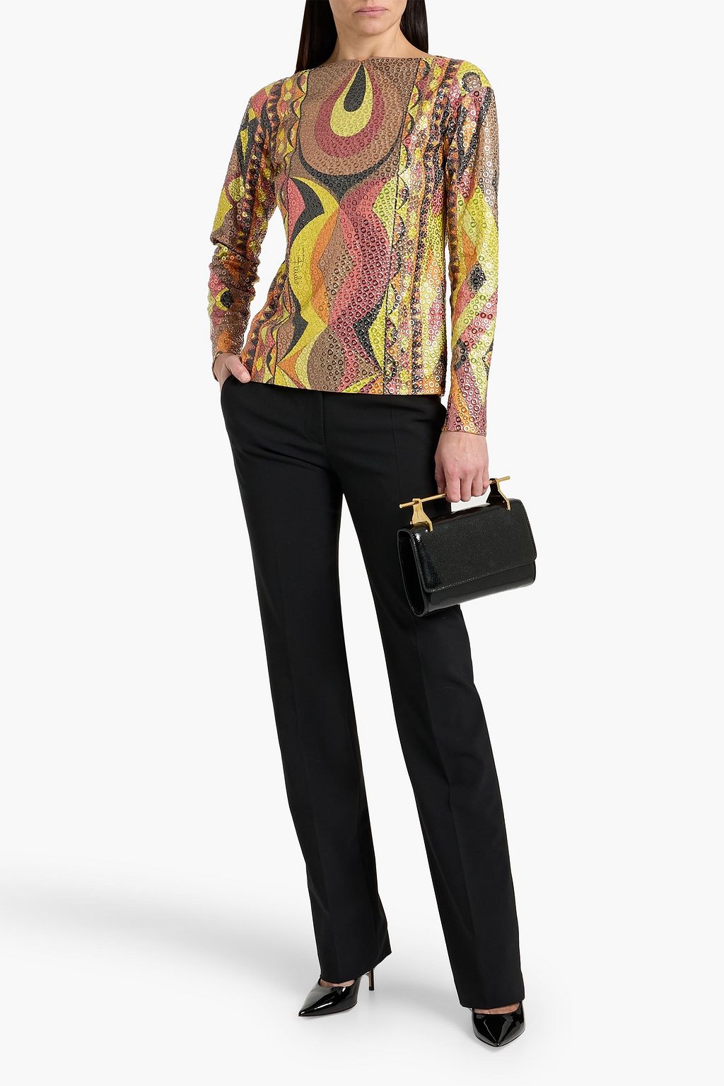 PUCCI Embellished printed crepe top | THE OUTNET