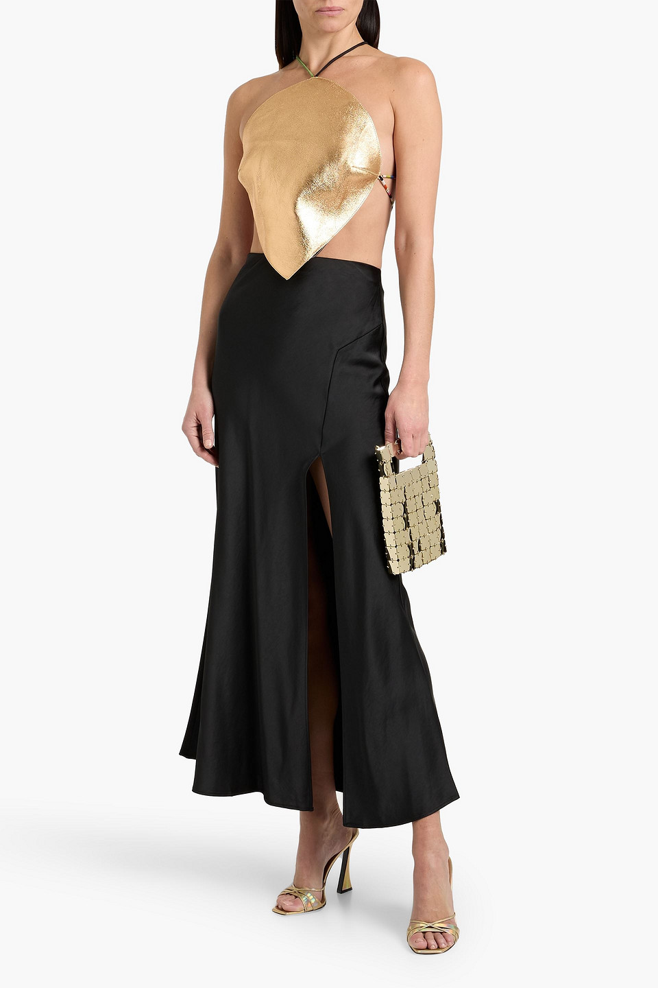 Pucci Cropped Metallic Leather Top In Multi