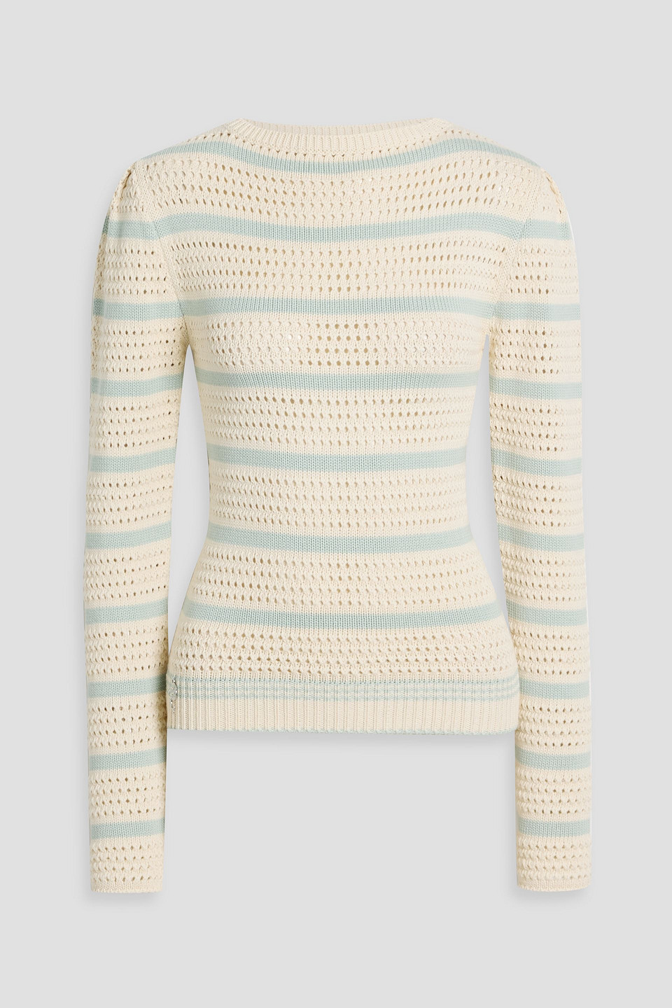 Pucci Striped Open-knit Cotton-blend Sweater In Neutral