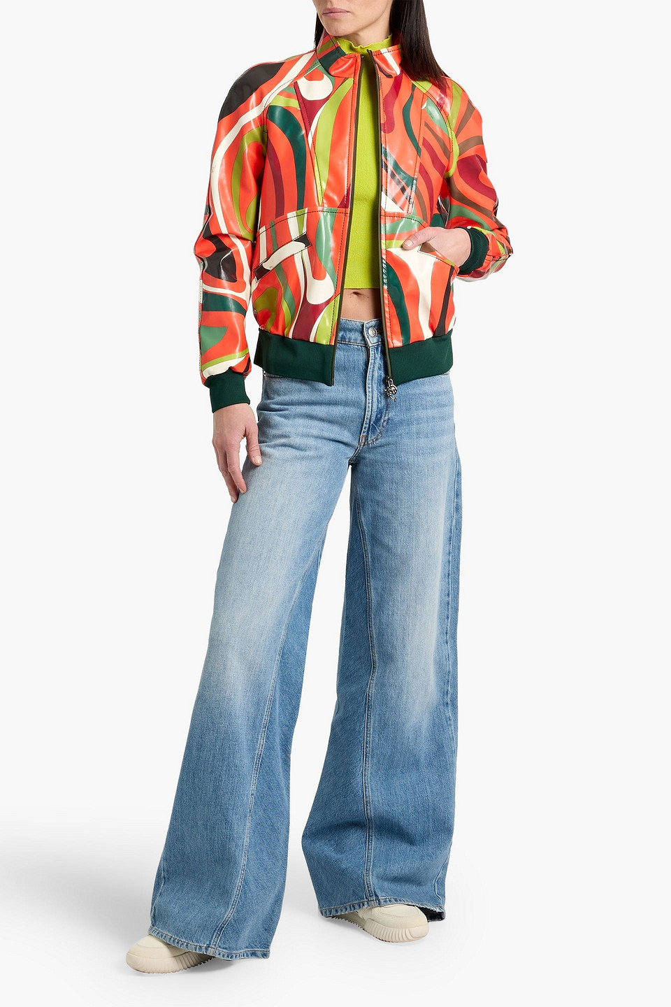Pucci Printed Bomber Jacket In Orange