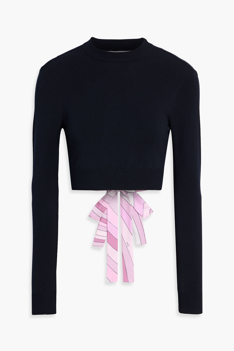 Pucci Cropped Stretch-knit Sweater In Black