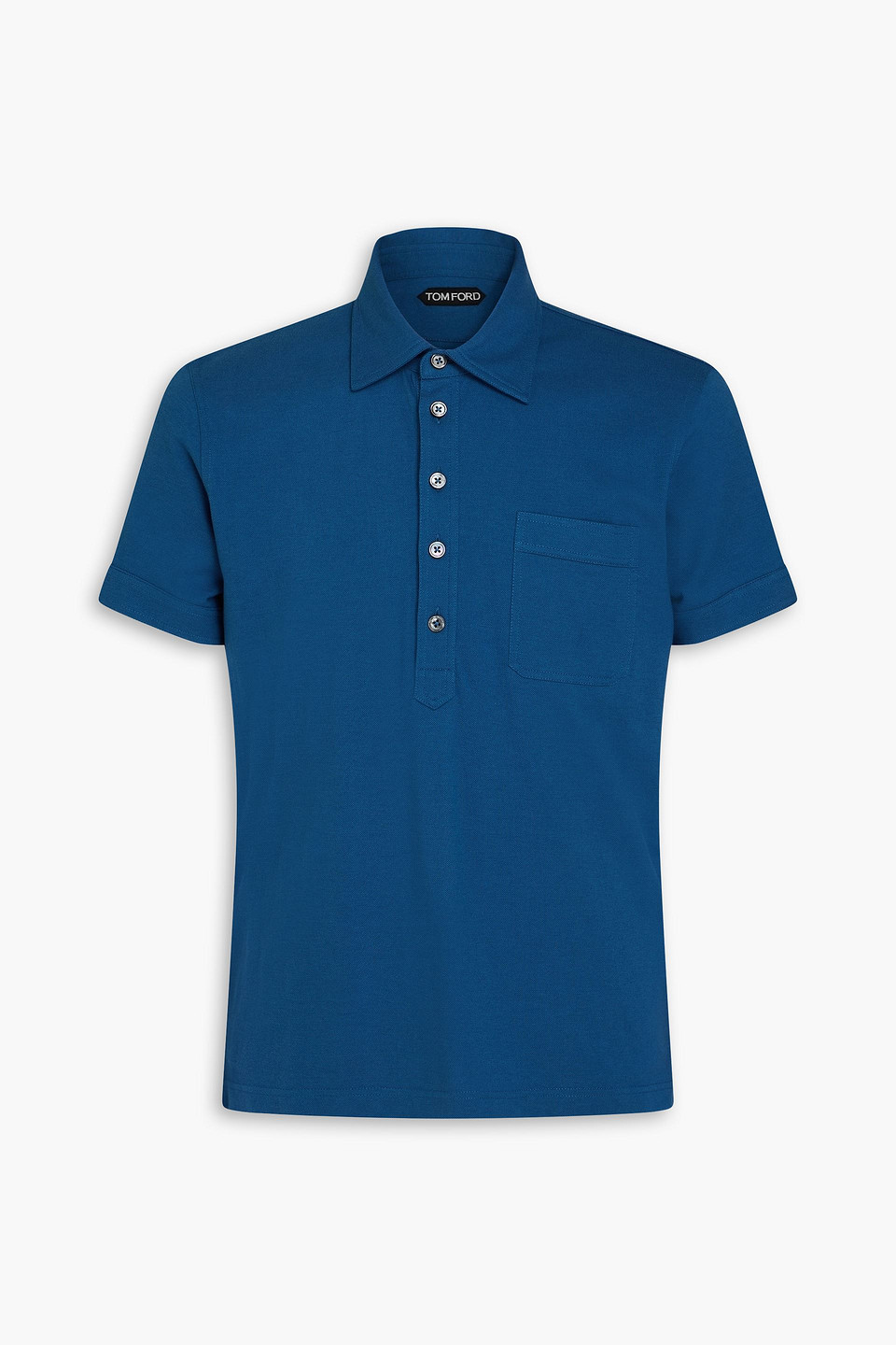 tom ford - cotton and silk-blend piqué polo shirt - blue - it 54