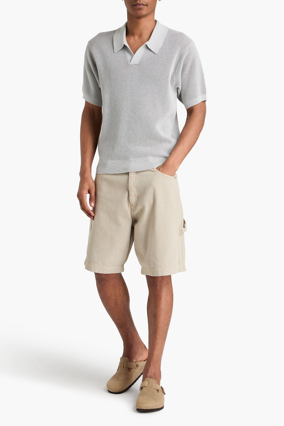  Frame - Poloshirt In Waffelstrick - Grau - Xs 