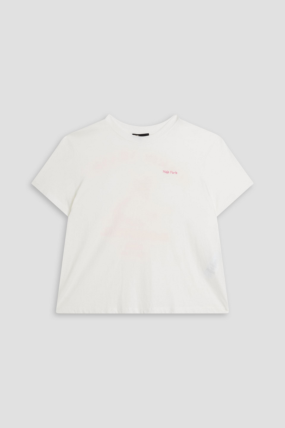 Maje Printed Cotton-jersey T-shirt In White