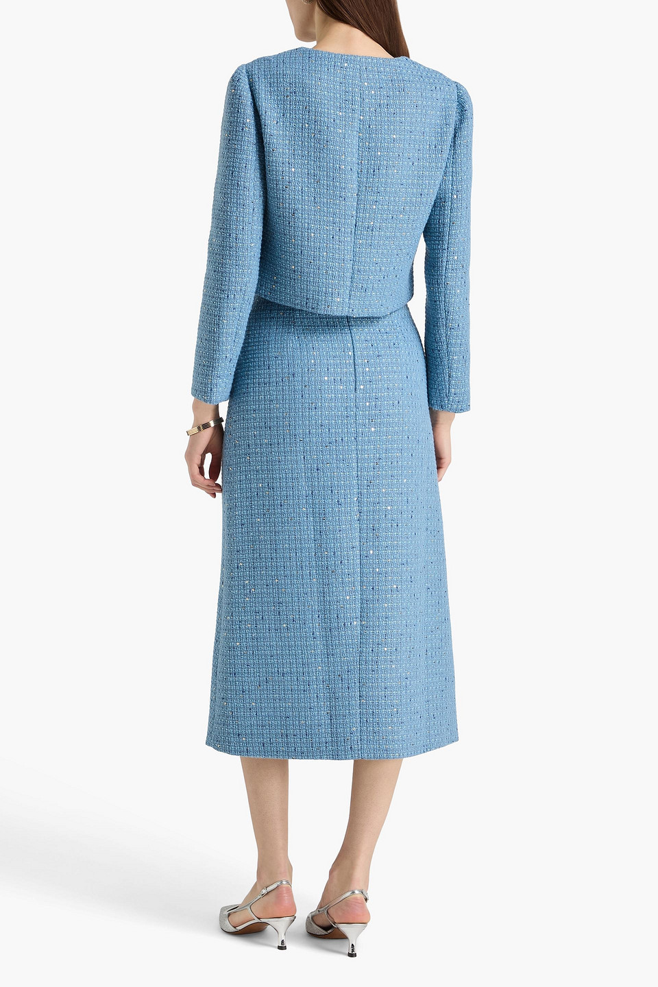  Maje - Crystal-embellished Tweed Midi Skirt - Blue - Fr 34 