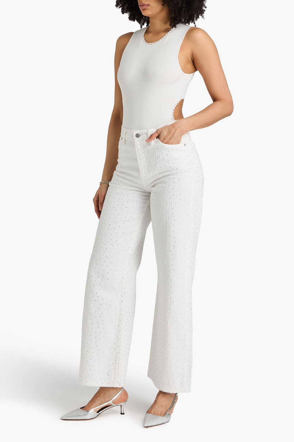  Maje - Crochet-trimmed Stretch-knit Bodysuit - White - 3 