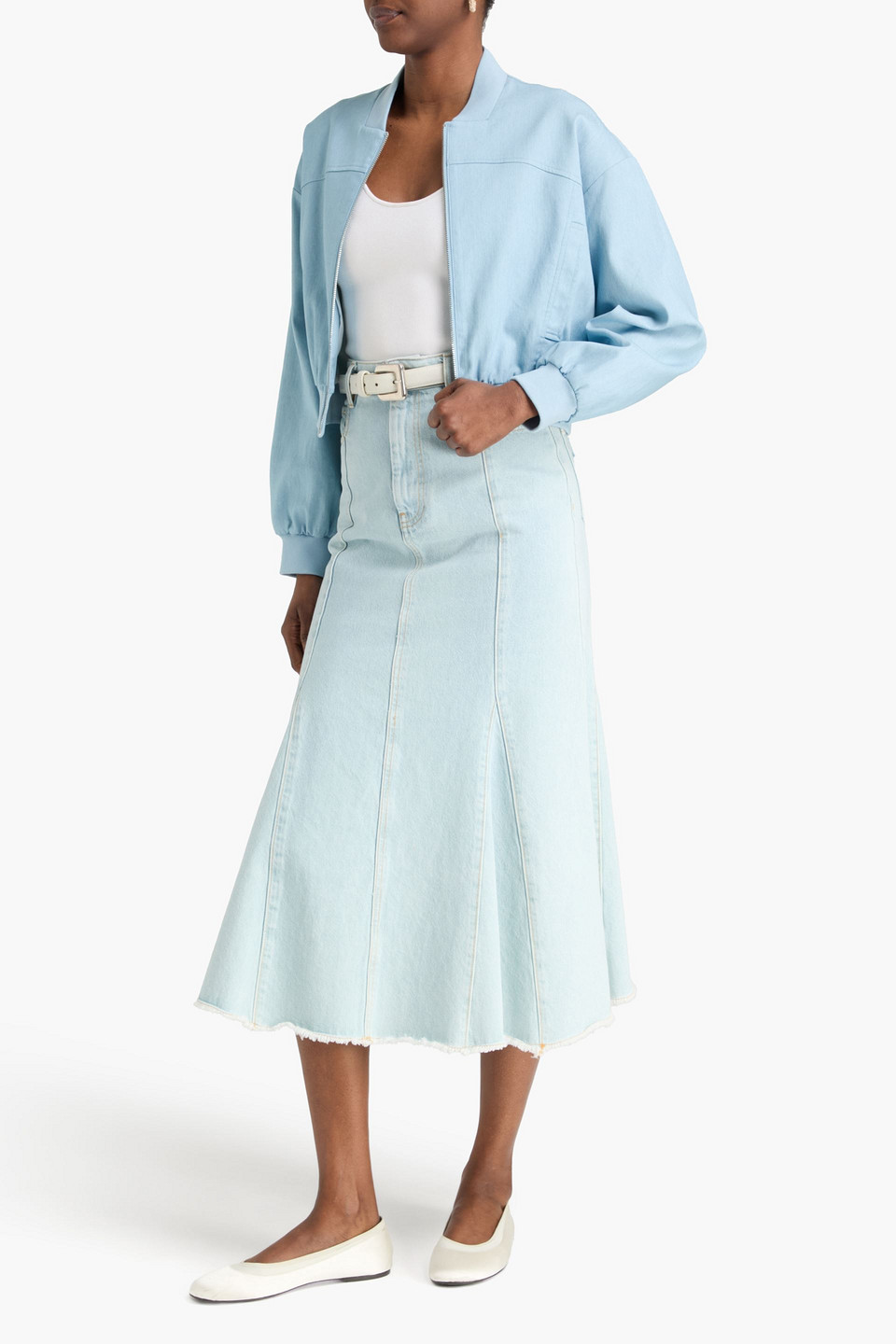  Maje - Faded Denim Bomber Jacket - Blue - Fr 40 