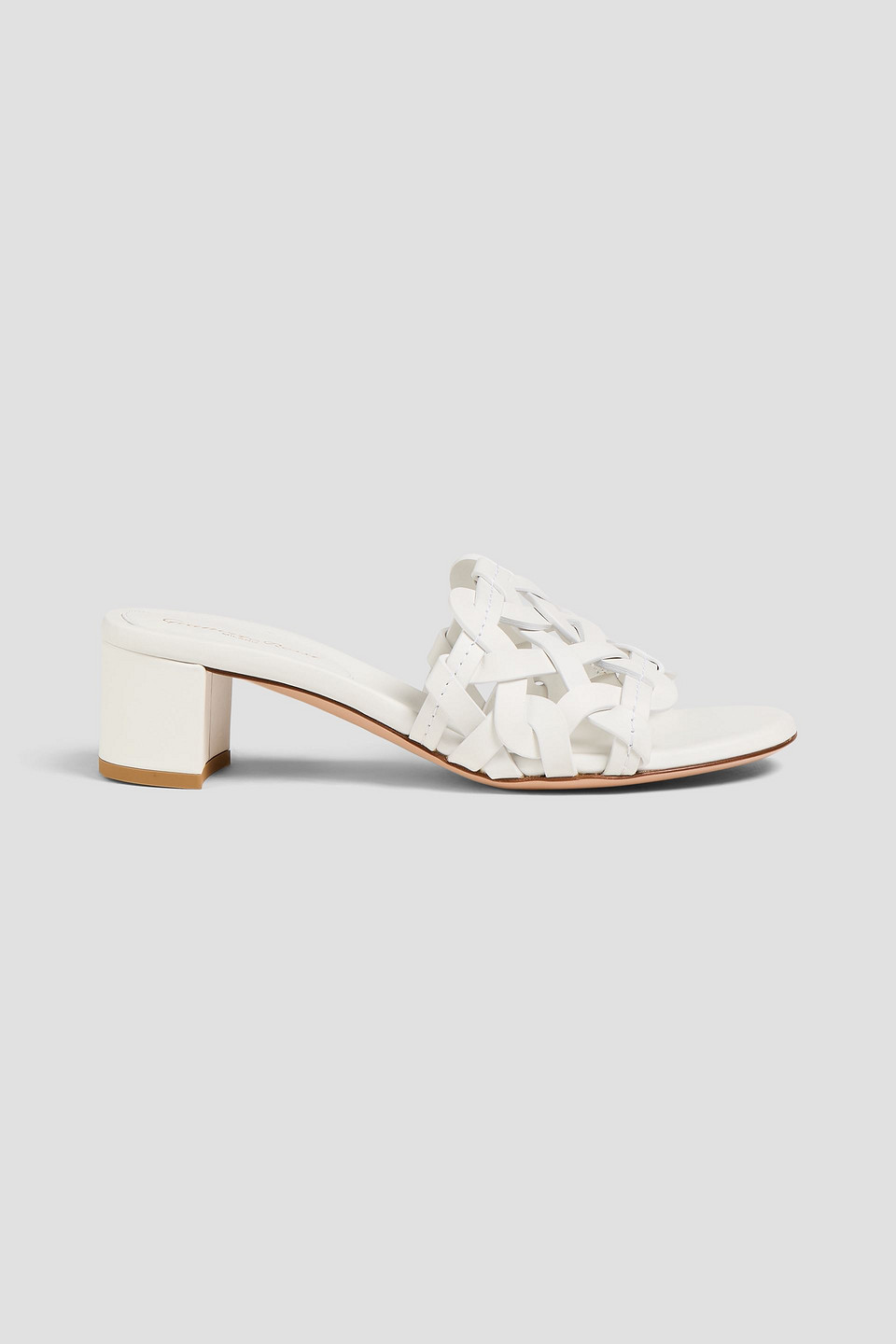 gianvito rossi - amalfi 45 laser-cut leather mules - white - eu 36