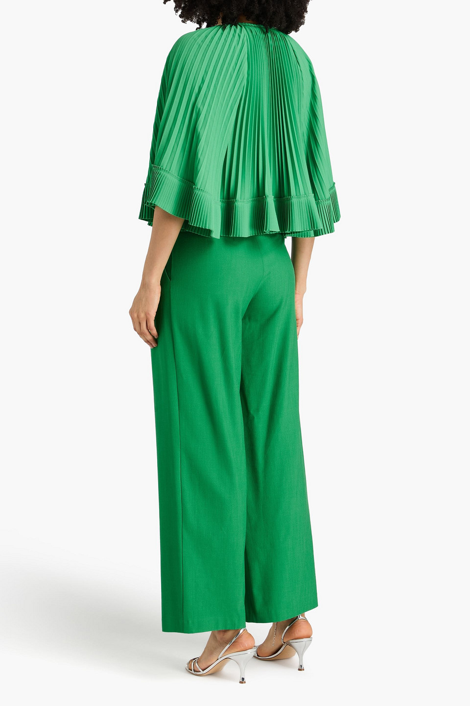  Maje - Pleated Crepe Blouse - Green - 0 