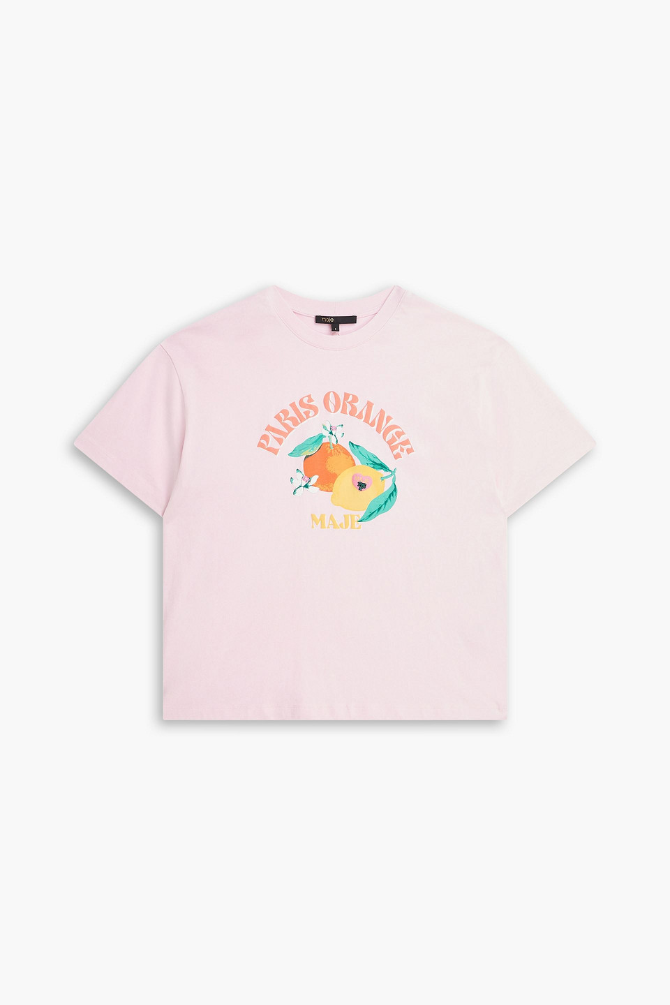 Maje Printed Cotton-jersey T-shirt In Pink