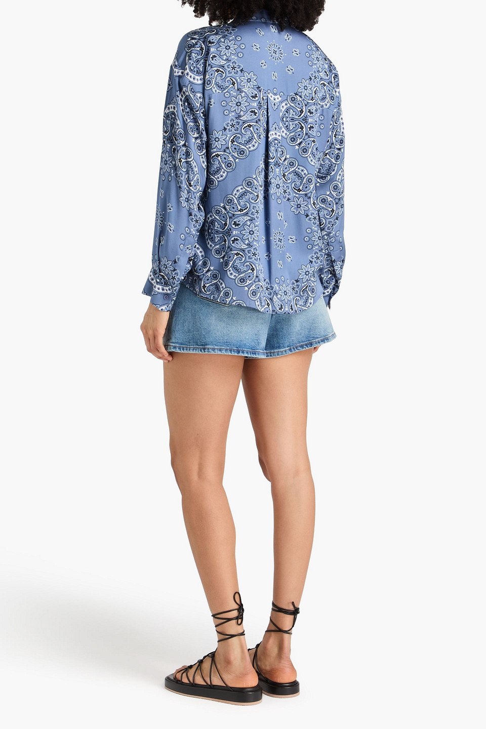  Maje - Paisley-print Satin Shirt - Blue - 1 