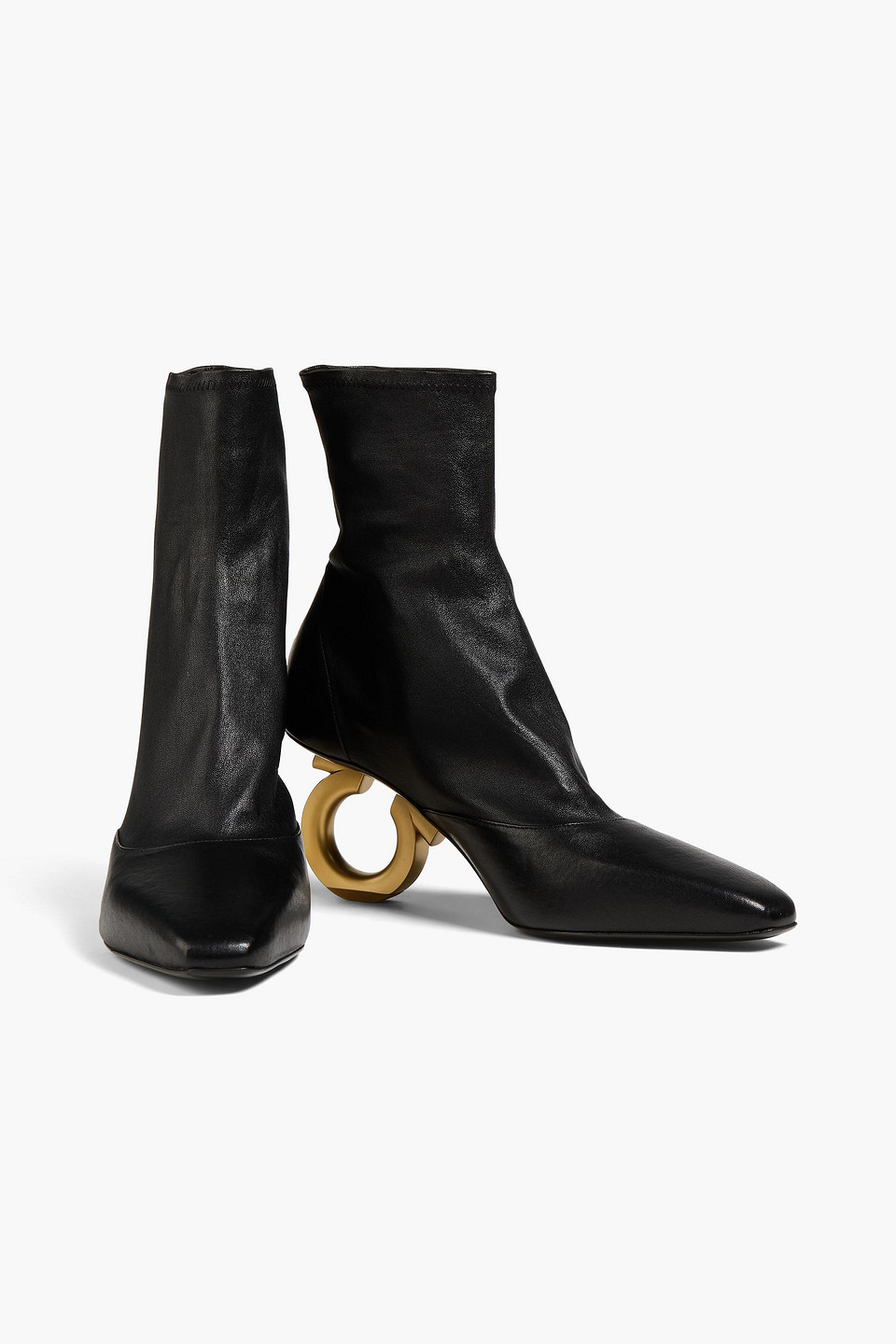  Ferragamo - Adhar Leather Ankle Boots - Black - Us 5.5 