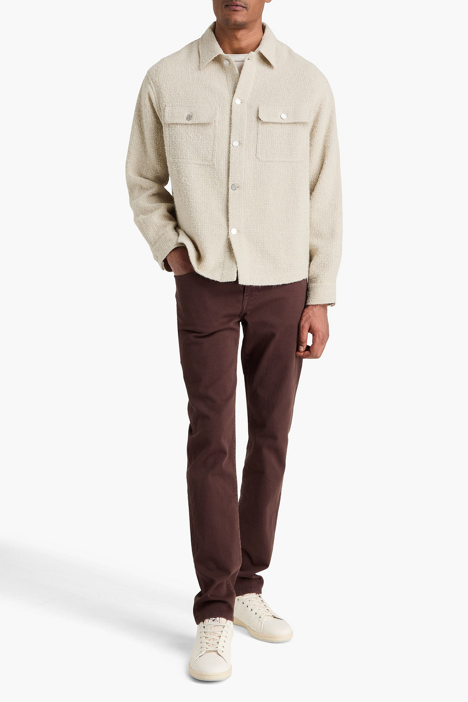  Frame - Bouclé-tweed Overshirt - Neutral - M 