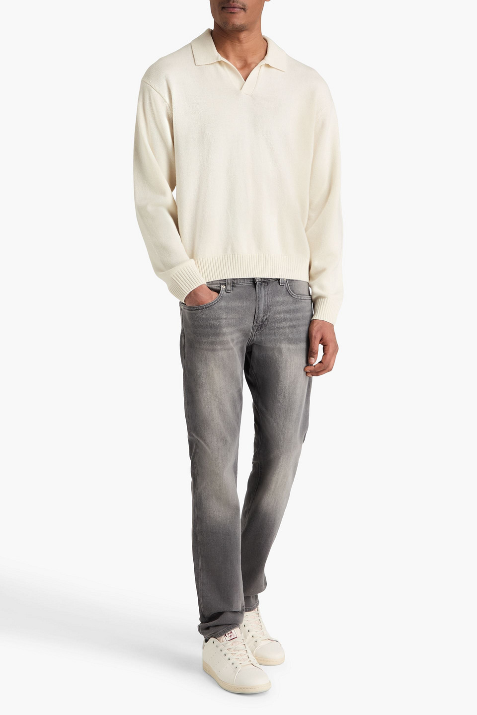  Frame - Pullover Aus Einer Woll-seidenmischung Mit Polokragen - Weiß - L 