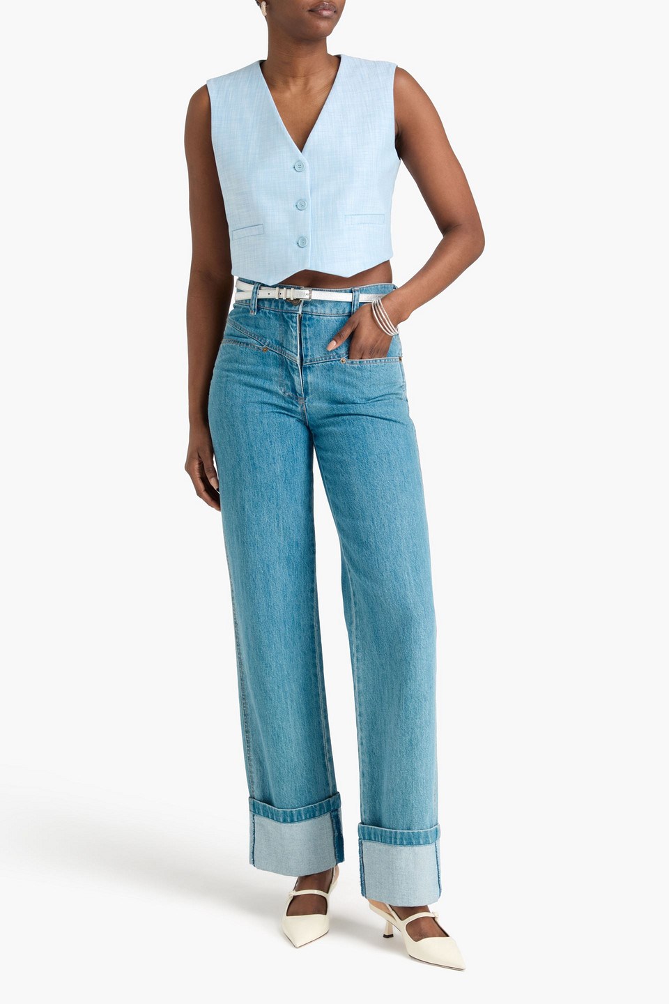  Maje - Cropped Weste Aus Webstoff - Blau - Fr 40 
