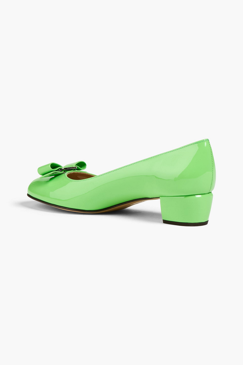  Ferragamo - Vara Bow-embellished Patent-leather Pumps - Green - Us 4.5 