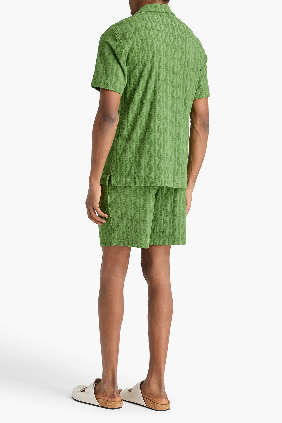  Frescobol Carioca - Augusto Cotton, Lyocell And Linen-blend Terry-jacquard Drawstring Shorts - Green - S 