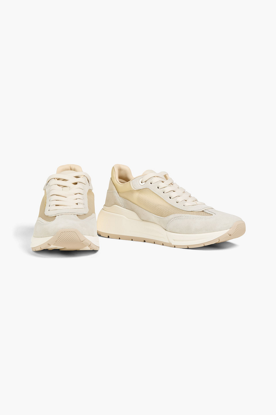  Ferragamo - Cosma Mesh And Suede Sneakers - Gray - Us 6.5 