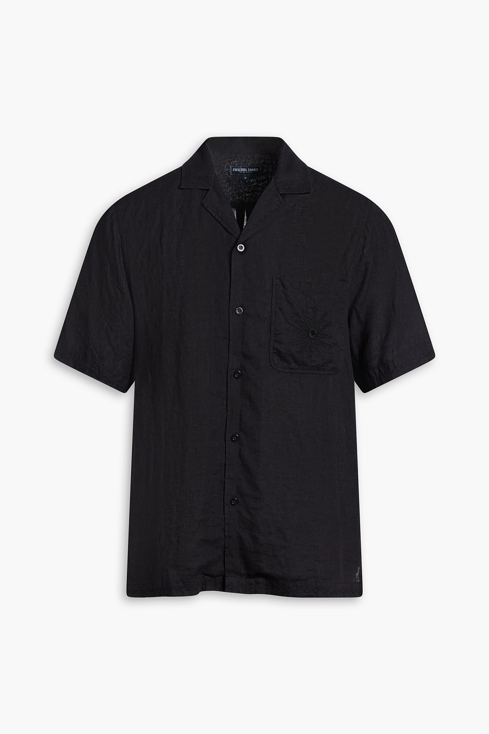 frescobol carioca - alves embroidered linen shirt - black - m