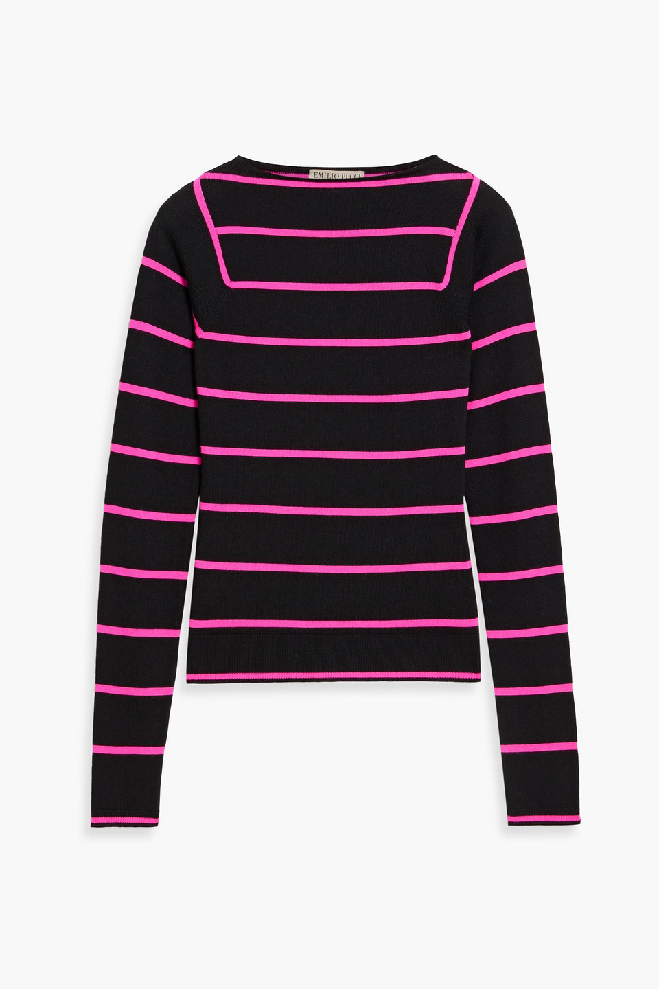 Pucci Striped Intarsia Wool Sweater In Black