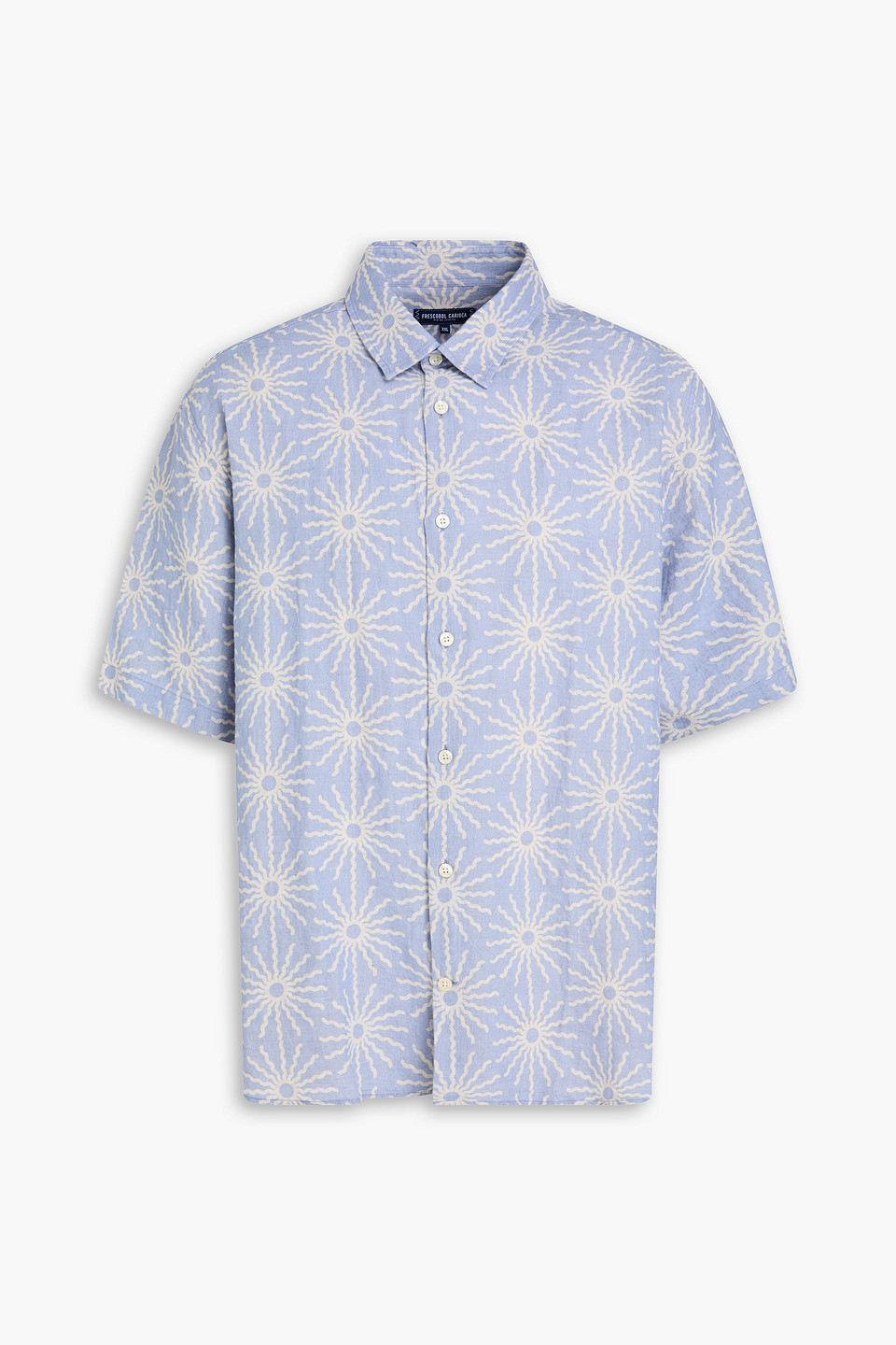 frescobol carioca - castro printed linen shirt - blue - xxl