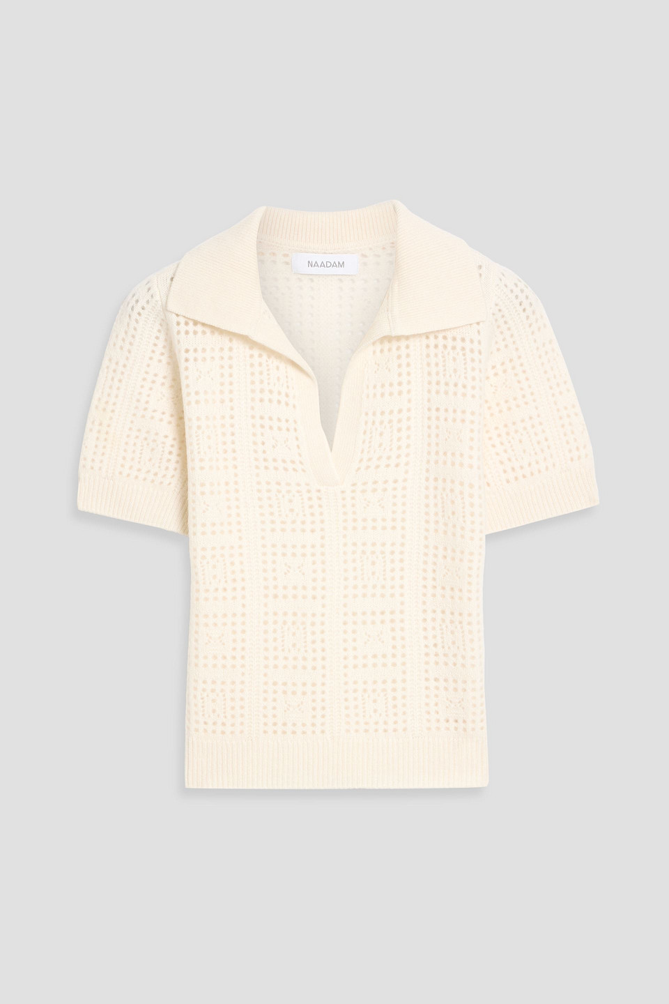 Naadam Pointelle-knit Cashmere Top In Neutral