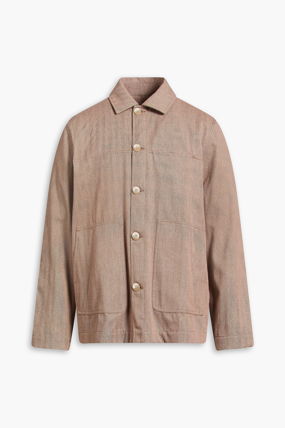 Frescobol Carioca Herringbone Cotton And Cashmere-blend Jacket In Brown