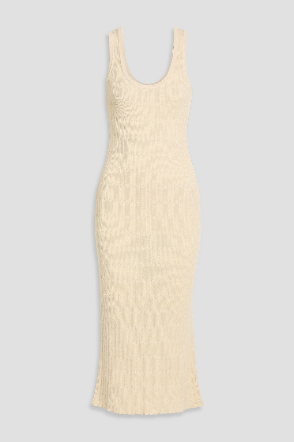 Naadam Cable-knit Pima Cotton And Hemp-blend Midi Dress In Neutral