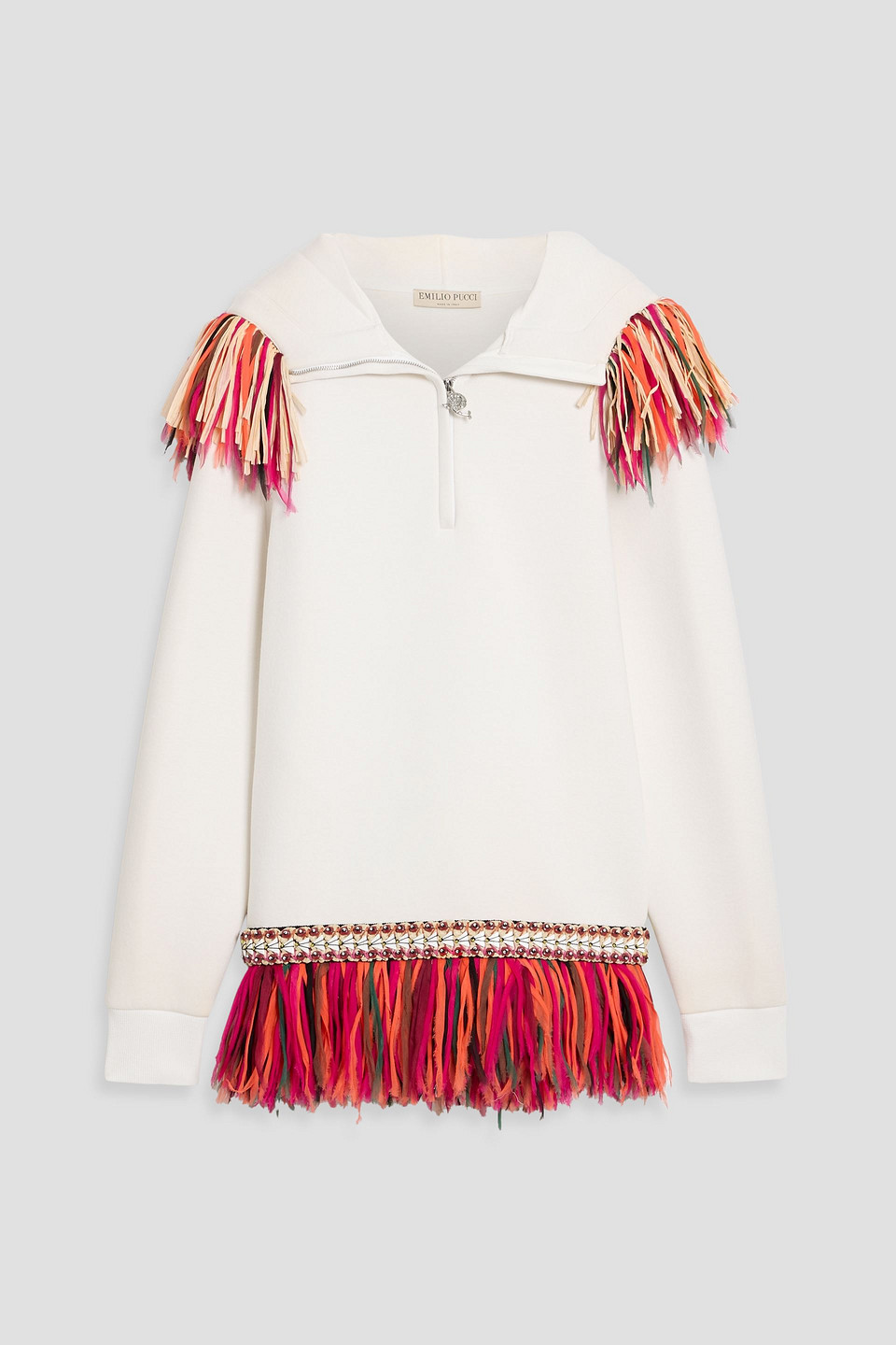 Pucci Embellished Jersey Sweatshirt In White
