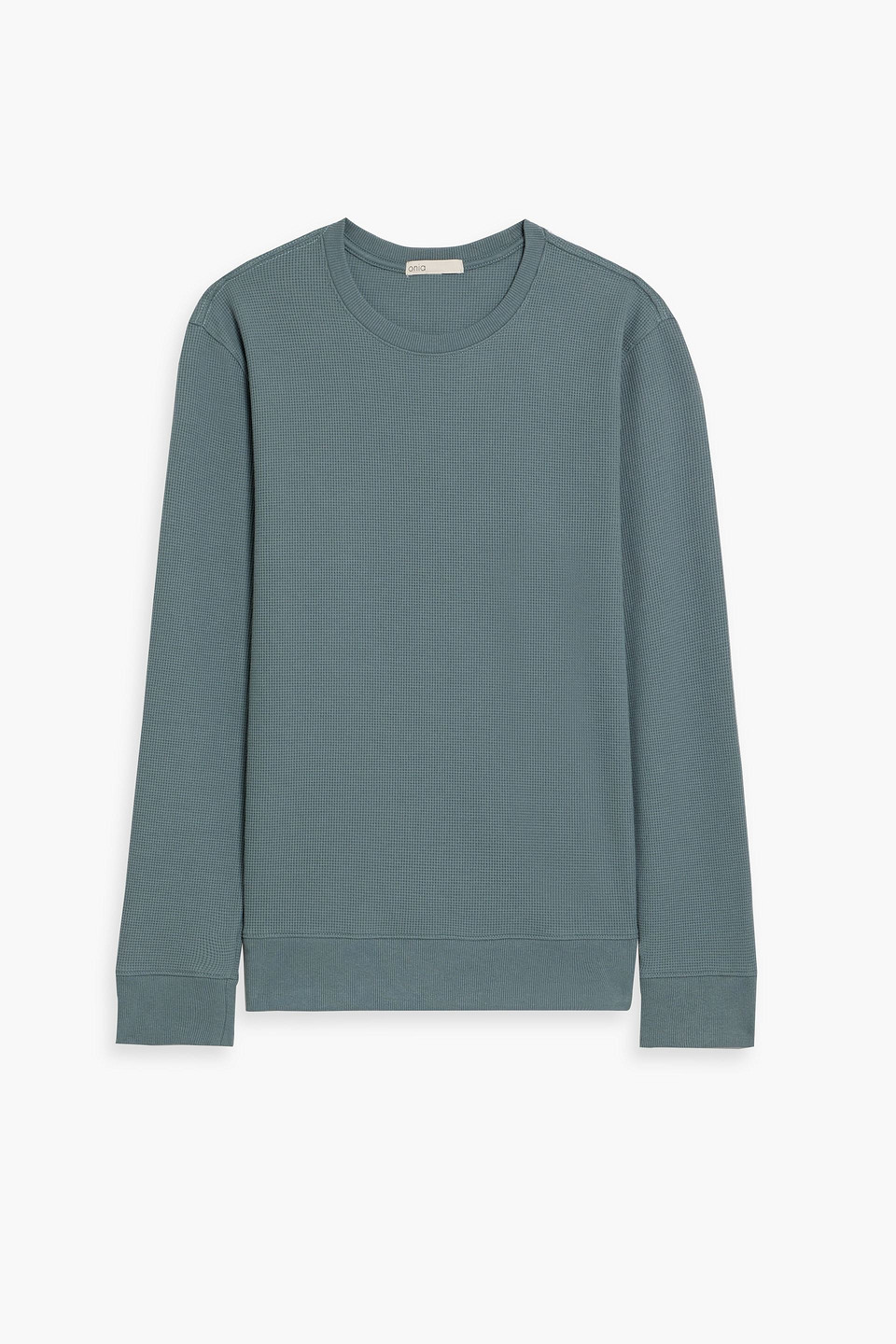 onia - waffle-knit cotton-blend sweatshirt - blue - s