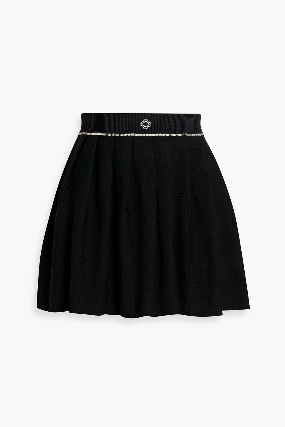 Maje Crystal-embellished Pleated Wool-blend Mini Skirt In Black