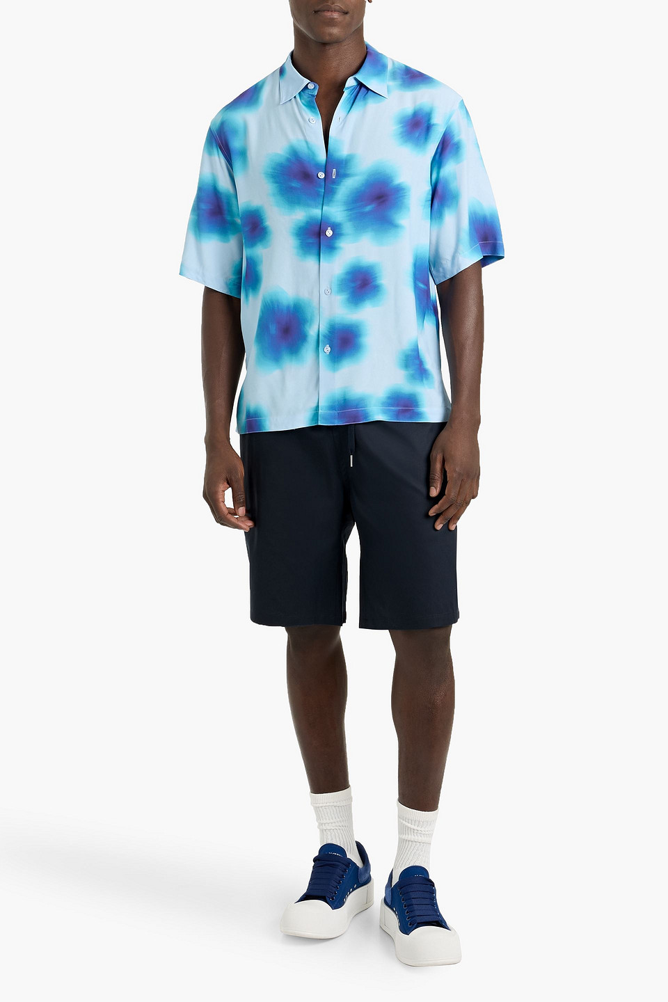 Sandro Cotton-blend Drawstring Shorts In Blue